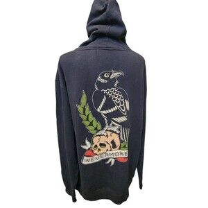 Blackcraft Cult Nevermore Raven Tattoo Pullover Hoodie Size Medium